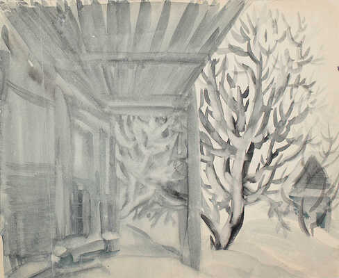 Федоровский Фёдор Фёдорович. Яблони под снегом (предположительно для постановки «Снегурочка» Московской оперы С.И. Зимина)